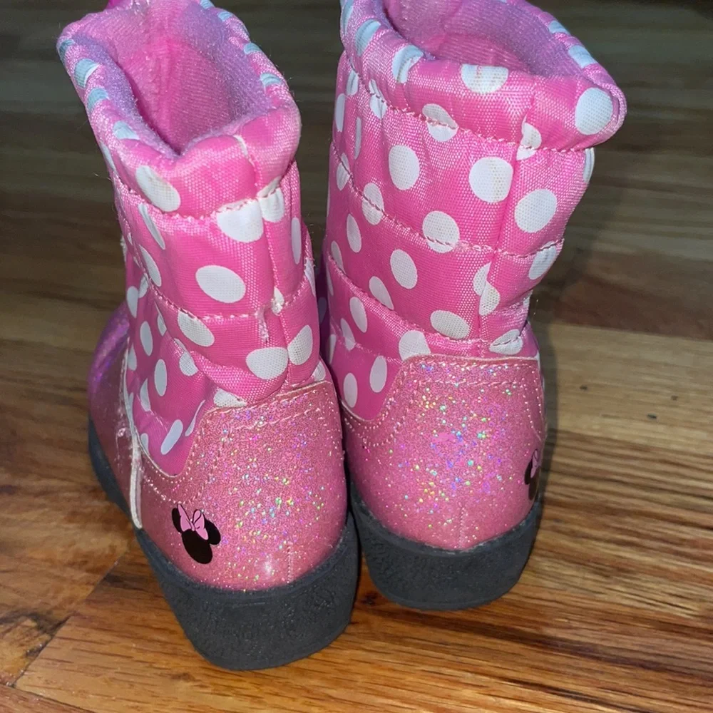 MINNIE MOUSE Pull Pink Glitter Polka Dot Boots Toddler 11